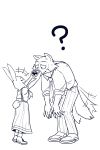  2020 2:3 5_fingers ? absurd_res anthro beastars canid canine canis clothed clothing duo female fingers haru_(beastars) hi_res humor lagomorph laugh legoshi_(beastars) leporid male mammal monochrome necktie rabbit simple_background snout solarcitrus tailwag wolf 