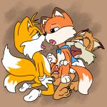  1:1 ahegao anthro bobcat bubsy bubsy_(series) canid canine clothing exposed felid feline fox genitals group group_sex hand_holding hi_res legwear looking_pleasured lucky_the_fox lynx male male/male mammal miles_prower muffinlewds nude penetration penis raised_tail sex shirt simple_background socks sonic_the_hedgehog_(series) spread_legs spreading super_lucky&#039;s_tale threesome tongue tongue_out topwear video_games 