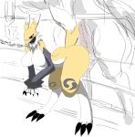  anthro bent_over big_breasts big_butt bound breasts butt chain collar digimon digimon_(species) equid female feral genitals hi_res inumatori leash male male/female mammal penis renamon 