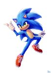  anthro blue_body blue_fur clothing eulipotyphlan footwear fur green_eyes hedgehog male mammal shoes simple_background smile solo sonic_the_hedgehog sonic_the_hedgehog_(film) sonic_the_hedgehog_(series) uno_yuuji white_background 