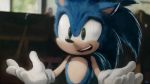  16:9 anthro blue_body blue_fur clothing eulipotyphlan fur gloves green_eyes handwear hedgehog hi_res male mammal redraw smile solo sonic_the_hedgehog sonic_the_hedgehog_(film) sonic_the_hedgehog_(series) uno_yuuji 