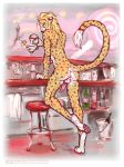  3:4 anthro butt cheetah digital_media_(artwork) erection felid feline genitals hi_res lostspotschee male mammal nude penis solo strip_club 