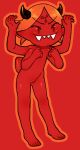  4_arms 666 ambiguous_gender demon forehead_mark horn humanoid multi_arm multi_limb not_furry pettankon red_body red_skin simple_eyes solo 
