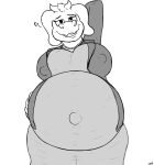  anthro belly big_belly big_breasts boss_monster bovid breasts caprine clothing female fur hi_res hyper hyper_belly mammal mature_female monochrome navel outie_navel pregnant solo toriel undertale undyingwolf video_games white_body white_fur 