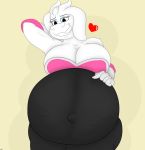  absurd_res anthro belly big_belly big_breasts boss_monster bovid breasts caprine clothing female fur hi_res hyper hyper_belly mammal mature_female navel outie_navel pregnant solo toriel undertale undyingwolf video_games white_body white_fur 