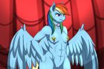  3:2 abs anthro equid equine female friendship_is_magic genitals hi_res mammal muscular muscular_female my_little_pony nude pterippus pussy rainbow_dash_(mlp) wings wolfmask 