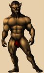  bugbear bulge clothed clothing dungeons_and_dragons dynafurryart genital_outline hair hi_res male muscular muscular_male orc penis_outline solo thong topless underwear 