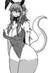  animal_humanoid big_breasts blush breasts cleavage clothed clothing dragon dragon_humanoid female humanoid inumatori monochrome 