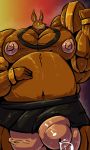  3:5 anthro balls big_balls big_muscles big_penis bobert bodily_fluids canid canine clothed clothing cum ejaculation flexing genital_fluids genitals hi_res huge_balls huge_muscles huge_penis hyper hyper_balls hyper_genitalia hyper_muscles hyper_penis loincloth male mammal musclegut muscular nipples penis sweat topless 