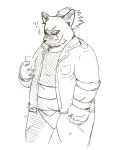  ! 2020 4:5 ? anthro canid canine canis clothing domestic_dog humanoid_hands kemono male mammal overweight overweight_male scar shirt simple_background solo sumo tokyo_afterschool_summoners topwear video_games xzk yasuyori 