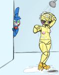  anthro avian bird female five_nights_at_freddy&#039;s five_nights_at_freddy&#039;s_2 hi_res lagomorph leporid looking_at_another machine mammal nude peeping rabbit robot shower shy toy_bonnie_(fnaf) toy_chica_(fnaf) unnecessaryfansmut video_games 