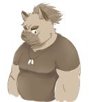  2020 anthro belly canid canine canis clothing cute_fangs domestic_dog kemono male mammal overweight overweight_male scar shirt simple_background solo tokyo_afterschool_summoners topwear video_games xzk yasuyori 