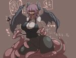  big_breasts bound breasts cleavage clothed clothing female hi_res humanoid inumatori simple_background tentacles tongue tongue_out wide_hips winged_humanoid wings 