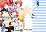  blonde_hair blue_eyes blush braid breasts brown_hair caro_ru_lushe cover cover_page doujinshi fate_testarossa fingerless_gloves flat_chest gloves hat highres large_breasts long_hair lyrical_nanoha mahou_shoujo_lyrical_nanoha mahou_shoujo_lyrical_nanoha_a's mahou_shoujo_lyrical_nanoha_strikers multiple_girls naruse_hirofumi open_clothes open_shirt panties pink_hair purple_eyes red_eyes red_hair shirt short_hair striped striped_panties takamachi_nanoha thighhighs twin_braids twintails underwear very_long_hair vita yagami_hayate 