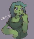  absurd_res amphibian anthro breasts clothing digital_media_(artwork) female frog hair hi_res open_mouth simple_background zexos 