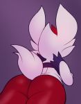  2020 ambiguous_gender anthro big_butt butt cinderace fur inkune lagomorph mammal nintendo pok&eacute;mon pok&eacute;mon_(species) rear_view simple_background solo video_games white_body white_fur 