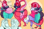  2019 anthro belly big_belly big_breasts big_butt breasts butt clothing digestion digital_media_(artwork) elyssa_(trinity-fate62) eyewear female female_pred girly glasses hug huge_butt kobold long_neck looking_back male midriff oral_vore panties reptile rumbling_stomach scalie snake snoot_(trinity-fate62) swallowing sweatpants_(artist) thick_thighs undercut underwear vore wide_hips 