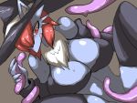  4:3 anthro big_breasts breasts chest_tuft cleavage clothed clothing convenient_censorship female inumatori mammal solo tentacles tuft 