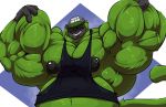  anthro big_muscles bobert clothing daisuke_(monkey) eyewear fur green_body green_fur haplorhine hat headgear headwear hi_res huge_muscles hyper hyper_muscles male mammal monkey musclegut muscular nipples primate smile sunglasses sweatshirt 