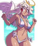  absurd_res angel bikini breasts clothing female halo hi_res humanoid solo swimwear toto_draw white_wings wings 