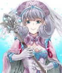  1girl absurdres blue_eyes breasts cape gloves hallu head_wings highres melia silver_hair smile twintails xenoblade_(series) xenoblade_1 
