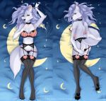  &lt;3 absurd_res anthro breasts butt canid canine canis clothing collar daki dakimakura_design digital_media_(artwork) drawing female front_view fur hi_res lingerie lord_ookami mammal moon narikusha night nipples nude paws pillow sakura soft star stokings underwear view wolf 