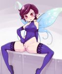  2019 atlus blush breasts clothing fairy female genitals hair humanoid humanoid_pointy_ears insect_wings legwear megami_tensei nollety not_furry pixie_(megami_tensei) presenting presenting_pussy pussy red_eyes red_hair solo spread_legs spreading stockings video_games winged_humanoid wings 