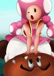  fangs female female_on_top goomba hi_res lyn_nyl mario_bros nintendo on_top one_eye_closed thick_thighs toad_(mario) toadette video_games wide_hips wink 