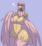  &lt;3 avian collar female harpy hi_res inumatori nude pubes simple_background solo thick_thighs wide_hips 