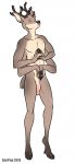  anthro antlers cervid genitals hi_res hooves horn horsefever male mammal multi_arm multi_limb nude penis simple_background standing 