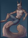  2020 4_toes 5_fingers abs anthro archery_(artist) barefoot canid canine canis clothed clothing digital_media_(artwork) domestic_dog fingers hair hi_res hybrid male mammal navel smile solo toes topless 