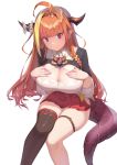  cleavage horns pointy_ears ren_huozhe tail thighhighs 