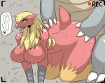  &lt;3 all_fours big_breasts blaziken bodily_fluids breasts female female_penetrated from_behind_position hand_on_butt huge_breasts inumatori looking_pleasured male male/female male_penetrating male_penetrating_female nintendo penetration pok&eacute;mon pok&eacute;mon_(species) recording rhydon sex sweat tongue tongue_out video_games wide_hips 