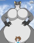  big_breasts breasts cjshadorunner duo female hi_res huge_breasts hyper hyper_breasts macro mammal procyonid raccoon rodent sciurid size_difference 
