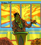  2018 anthro black_hair bojack_horseman bojack_horseman_(character) chapel clothing equid equine flower funeral hair heckpuppy hi_res horse male mammal necktie netflix plant podium signature solo stained_glass suit 