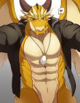  &lt;3 aaassstaro abs animal_genitalia bottomless cloaca clothed clothing dragon genitals horn jewelry male muscular muscular_male necklace ophion pecs tokyo_afterschool_summoners video_games wings 