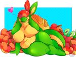 &lt;3 abstract_background anthro anthrofied apple appletun applin big_breasts breasts curvy_figure droopy_ears featureless_breasts female food food_creature fruit hi_res huge_breasts long_ears lounging mcpippypants nintendo nude overweight pinup plant pok&eacute;mon pok&eacute;mon_(species) pose slightly_chubby smile solo_focus thick_thighs video_games voluptuous wide_hips 