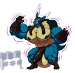  anthro balls big_balls big_muscles big_penis bobert bodily_fluids degrowth dwindling_muscles genitals hi_res huge_balls huge_muscles huge_penis hyper hyper_balls hyper_genitalia hyper_muscles hyper_penis lucario male muscular nintendo nipples nude penis pok&eacute;mon pok&eacute;mon_(species) simple_background sweat video_games white_background 
