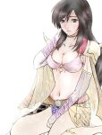  1girl black_hair breasts choker cleavage closed_mouth cosplay final_fantasy final_fantasy_iv final_fantasy_ix garnet_til_alexandros_xvii long_hair looking_at_viewer navel ribaton1213 rosa_farrell rosa_farrell_(cosplay) simple_background solo white_background 