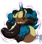  anthro balls big_balls big_muscles big_penis bobert bodily_fluids degrowth dwindling_muscles genitals hi_res huge_balls huge_muscles huge_penis hyper hyper_balls hyper_genitalia hyper_muscles hyper_penis lucario male muscular nintendo nipples nude penis pok&eacute;mon pok&eacute;mon_(species) simple_background sweat video_games white_background 