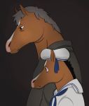  2020 anthro black_hair bojack_horseman bojack_horseman_(character) equid equine grey_hair hair hi_res horse looking_down male mammal netflix old sad sailor_hat sailor_outfit scuffdere simple_background time_progression young 