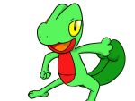 4:3 ambiguous_gender belly fifybear game_freak generation_3_pokemon green_body multicolored_body nintendo pokemon pokemon_(species) red_belly red_body simple_background solo tail treecko two_tone_body yellow_sclera