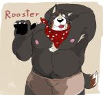  2020 anthro belly black_nose blush bottomwear canid canine canis clothing domestic_dog fuddyblog kemono male mammal moobs nipples one_eye_closed overweight overweight_male shorts simple_background solo tongue tongue_out wink 