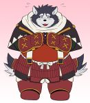  2020 anthro armor blue_eyes blush canid canine canis domestic_dog harima humanoid_hands kemono male mammal overweight overweight_male rankasu simple_background solo tamakore 
