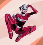  1girl arcee autobot azzertyimages blue_eyes boots breasts helmet highres humanoid_robot medium_breasts pink_lips robot robot_girl science_fiction solo spread_legs transformers transformers_animated 