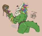 absurd_res anthro biskierisky butt green_body hi_res lizard male reptile scalie simple_background solo tail terraria witch_doctor_(terraria)
