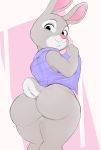  anthro artist_usnarbit big_butt bit-maki bonnie_hopps bottomless butt clothed clothing disney female hi_res lagomorph leporid looking_at_viewer looking_back mammal rabbit rear_view solo thick_thighs wide_hips zootopia 