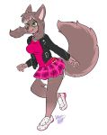  2019 5_fingers absurd_res anthro bottomwear canid canine canis clothing diaper female fingers fluffy fluffy_tail footwear fur green_eyes hi_res jacket mammal maynara nintendo pok&eacute;ball pok&eacute;mon shirt shoes skirt smile solo topwear video_games wolf 