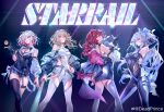  4girls absurdres armpits artist_name bare_shoulders black_gloves black_thighhighs blonde_hair blue_eyes breasts colored_inner_hair deadprince detached_sleeves gloves grey_hair hand_in_own_hair hand_on_own_hip highres honkai:_star_rail honkai_(series) jacket jingliu_(honkai:_star_rail) kafka_(honkai:_star_rail) large_breasts long_hair long_sleeves looking_at_viewer medium_breasts medium_hair multicolored_hair multiple_girls off_shoulder open_clothes open_jacket parted_lips pink_eyes puffy_long_sleeves puffy_sleeves red_hair single_glove standing stelle_(honkai:_star_rail) thighhighs topaz_(honkai:_star_rail) trailblazer_(honkai:_star_rail) very_long_hair white_thighhighs yellow_eyes 