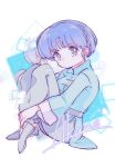  1girl absurdres alternate_costume artist_name blue_eyes blue_hair character_name commentary_request en_0410 heart highres ranma_1/2 short_hair solo square tendou_akane twitter_username white_background 